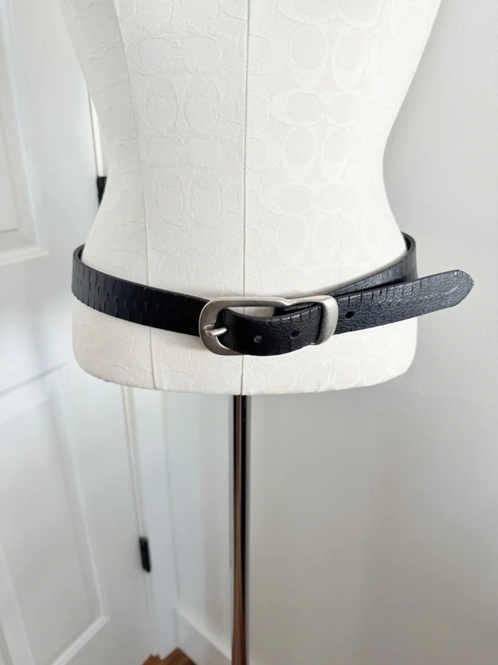 Bill Lavin Black English Saddle Leather Belt with Silver Brass Buckle